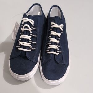 Totes Sport Navy Canvas Sneakers with White Accents